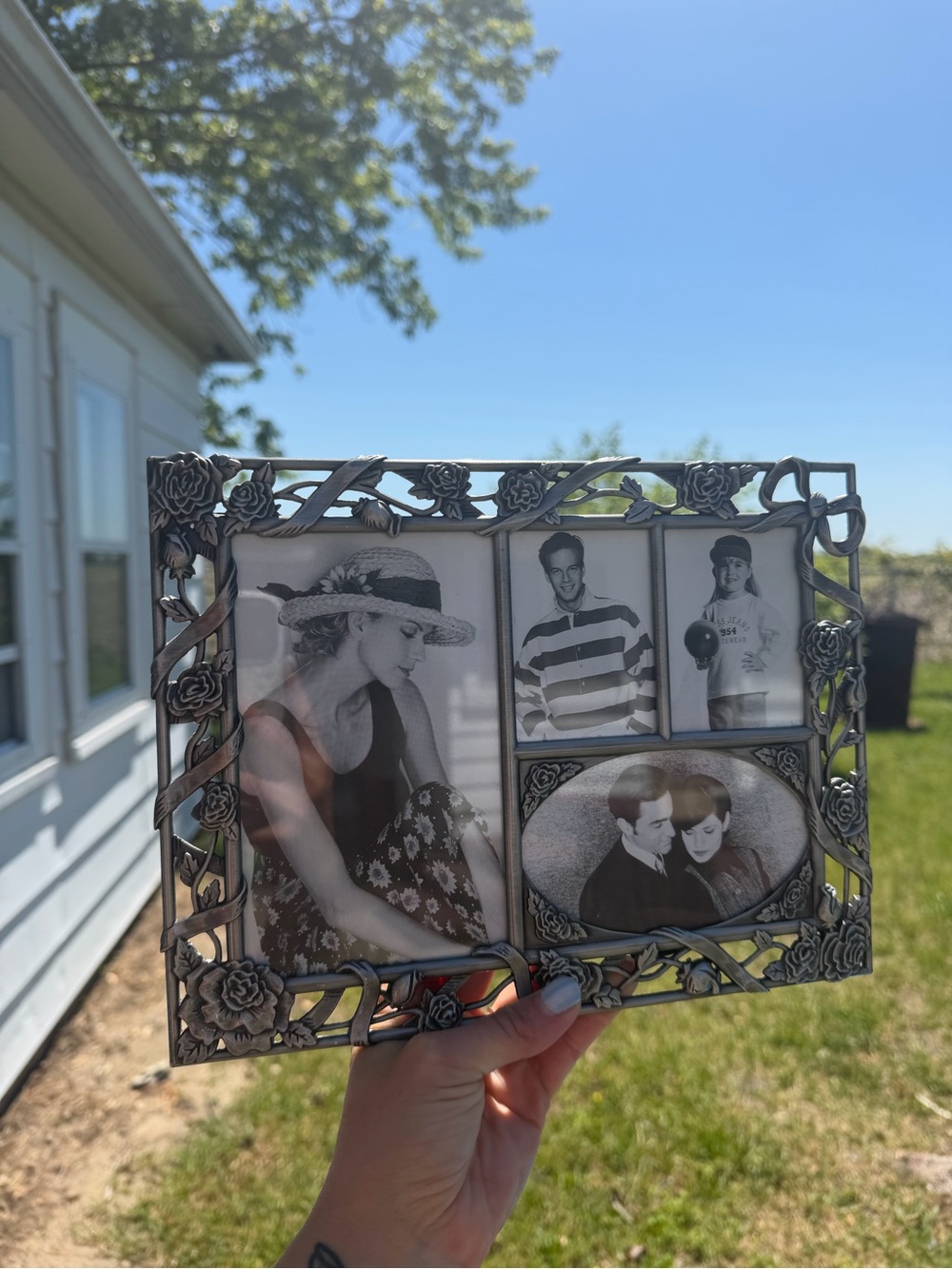 Vintage Silver Rose Vine Bow Frame 8x10